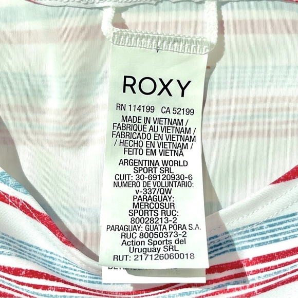 ROXY 2 Piece Bathing Suit Top Tee Bikini Bottom UPF 50+ Fabric Junior's Medium - Picture 12 of 16